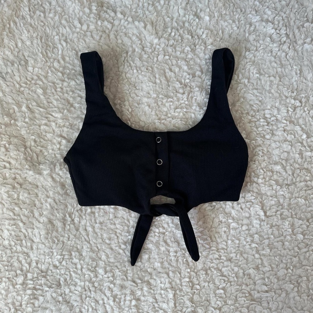 Black tie bikini top